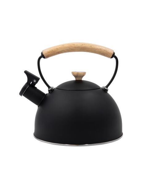 Bollitore LC con fischietto, manico in legno, nero - 1,6L