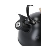 Bollitore LC con fischietto, manico in legno, nero - 1,6L