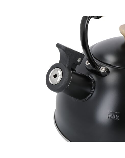 Bollitore LC con fischietto, manico in legno, nero - 1,6L