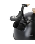 Bollitore LC con fischietto, manico in legno, nero - 1,6L