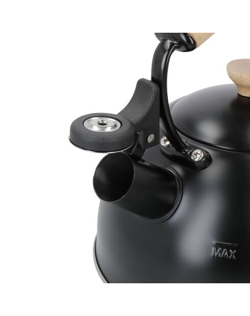 Bollitore LC con fischietto, manico in legno, nero - 1,6L