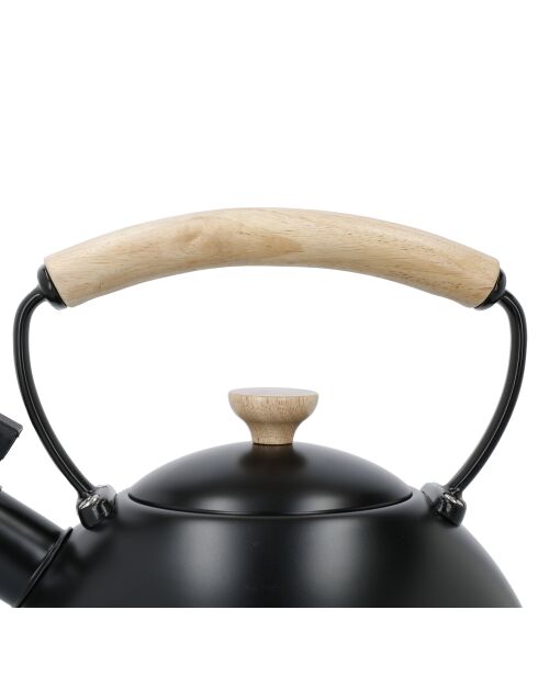 Bollitore LC con fischietto, manico in legno, nero - 1,6L