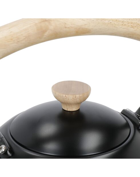 Bollitore LC con fischietto, manico in legno, nero - 1,6L