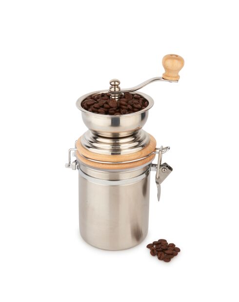 LC Kaffeemühle und Rekorder aus Edelstahl, 15 x 9,5 x 25 cm, silberfarben