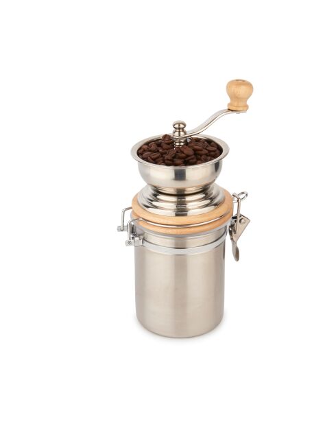 LC Kaffeemühle und Rekorder aus Edelstahl, 15 x 9,5 x 25 cm, silberfarben