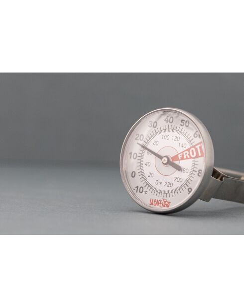 LC-Milchthermometer aus silbernem Edelstahl - 5,5 x 4,4 x 14,1 cm