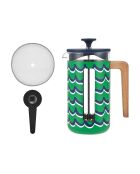 Caffettiera francese LC Pisa da 8 tazze, stile swirl in legno, HNDL verde - 1L