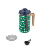 Caffettiera francese LC Pisa da 8 tazze, stile swirl in legno, HNDL verde - 1L