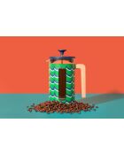 Caffettiera francese LC Pisa da 8 tazze, stile swirl in legno, HNDL verde - 1L