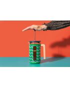 Caffettiera francese LC Pisa da 8 tazze, stile swirl in legno, HNDL verde - 1L