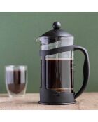 Caffettiera con pressa LC nera da 8 tazze in vetro e plastica - 1L