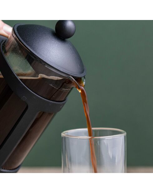 Caffettiera con pressa LC nera da 8 tazze in vetro e plastica - 1L