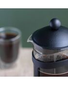 Caffettiera con pressa LC nera da 8 tazze in vetro e plastica - 1L