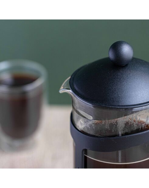 Caffettiera con pressa LC nera da 8 tazze in vetro e plastica - 1L