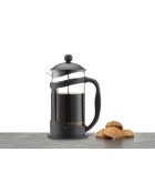 Caffettiera con pressa LC nera da 8 tazze in vetro e plastica - 1L