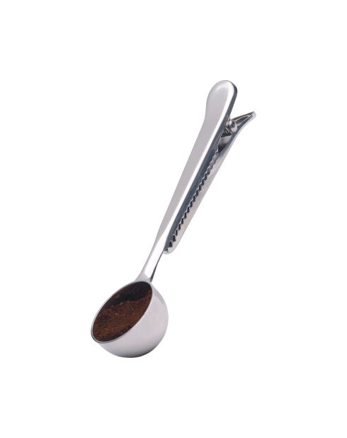Dosificador de café LC y clip plateado para bolsas, 3,6 x 2,5 x 17,8 cm