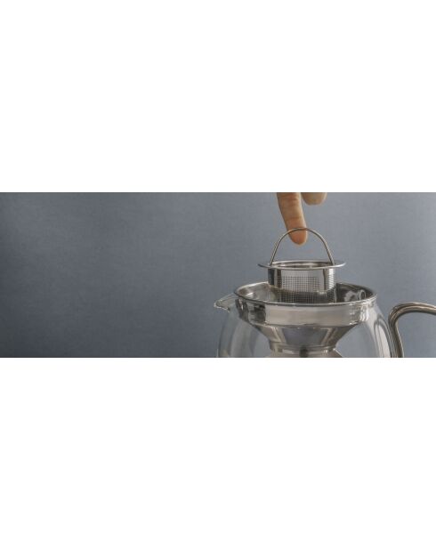 Théière filtre 4 tasses en verre Izmir inoxydable argentée - 1L