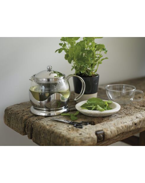 Théière filtre 2 tasses en verre Izmir inoxydable argentée - 660ml