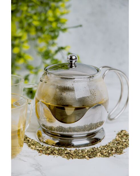 Théière filtre 2 tasses en verre Izmir inoxydable argentée - 660ml