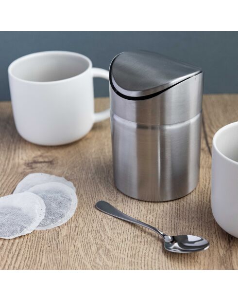 LC Mini-Mülleimer aus Edelstahl, 300 ml, silberfarben