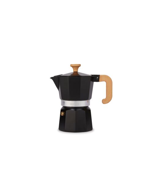 Italiaans koffiezetapparaat LC 3-kops, zwart houten handvat - 150 ml