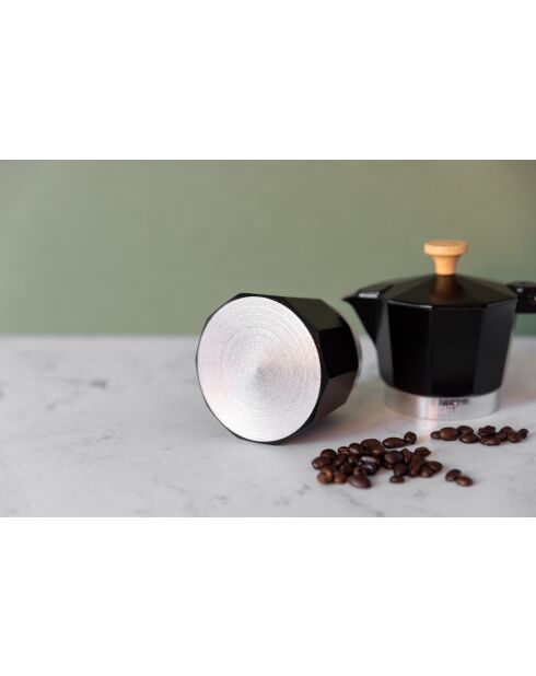 Italiaans koffiezetapparaat LC 3-kops, zwart houten handvat - 150 ml