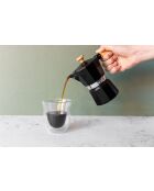Italiaans koffiezetapparaat LC 3-kops, zwart houten handvat - 150 ml