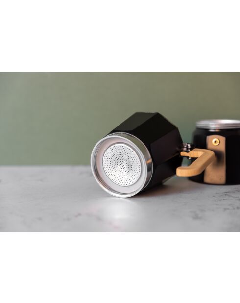 Italiaans koffiezetapparaat LC 3-kops, zwart houten handvat - 150 ml