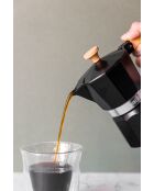 Italiaans koffiezetapparaat LC 3-kops, zwart houten handvat - 150 ml