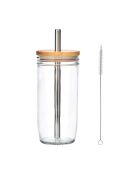 Bicchiere da tè a bolle LC con cannuccia trasparente - 650ml