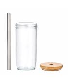 Bicchiere da tè a bolle LC con cannuccia trasparente - 650ml