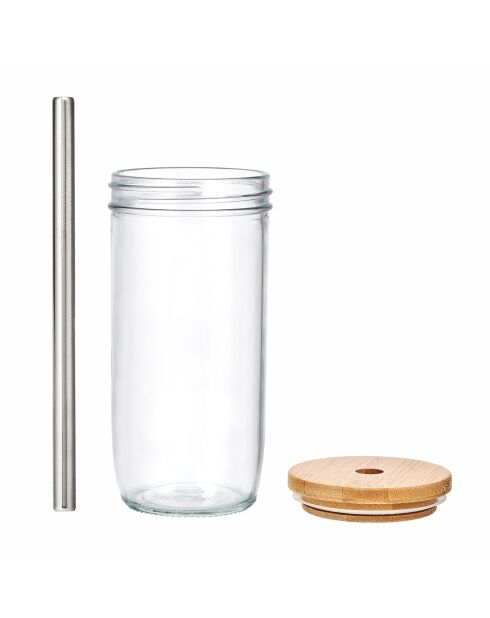 Bicchiere da tè a bolle LC con cannuccia trasparente - 650ml