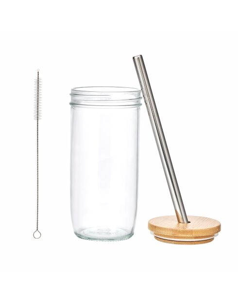 Bicchiere da tè a bolle LC con cannuccia trasparente - 650ml