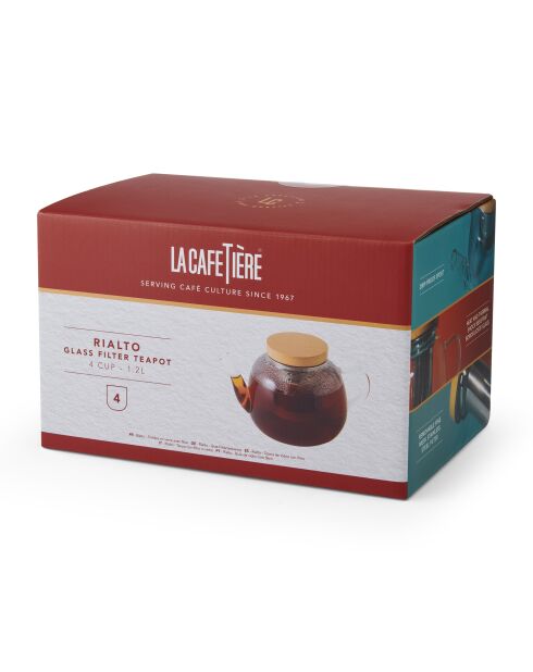 Théière à filtre 4 tasses en verre LC RIALTO claire - 900ml