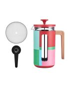 Caffettiera francese LC Pisa block da 8 tazze con manico in legno rosso - 1L