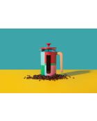 Caffettiera francese LC Pisa block da 8 tazze con manico in legno rosso - 1L