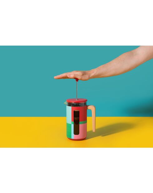 Caffettiera francese LC Pisa block da 8 tazze con manico in legno rosso - 1L