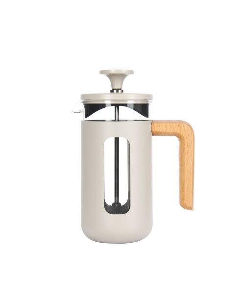 Caffettiera francese LC Pisa da 3 tazze con manico in legno color crema - 350 ml