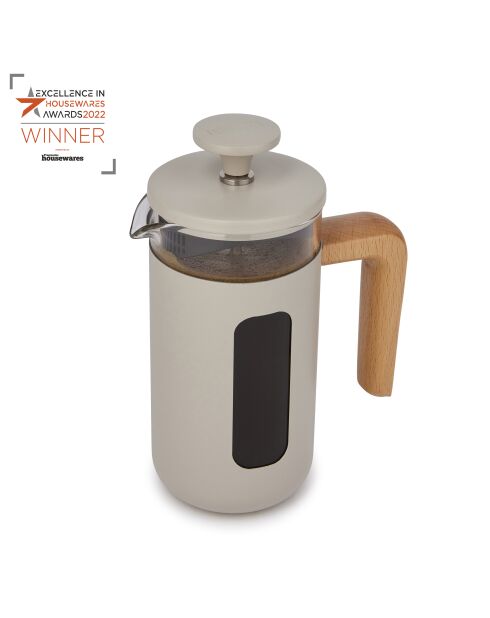 Caffettiera francese LC Pisa da 3 tazze con manico in legno color crema - 350 ml