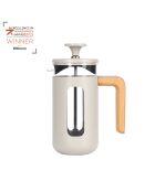 Caffettiera francese LC Pisa da 3 tazze con manico in legno color crema - 350 ml