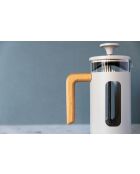 Caffettiera francese LC Pisa da 3 tazze con manico in legno color crema - 350 ml
