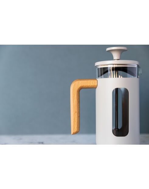 Caffettiera francese LC Pisa da 3 tazze con manico in legno color crema - 350 ml