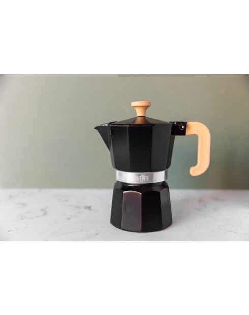 Italiaans koffiezetapparaat LC 6-kops, zwart houten handvat - 290 ml