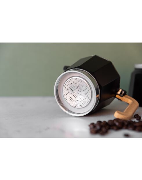 Italiaans koffiezetapparaat LC 6-kops, zwart houten handvat - 290 ml