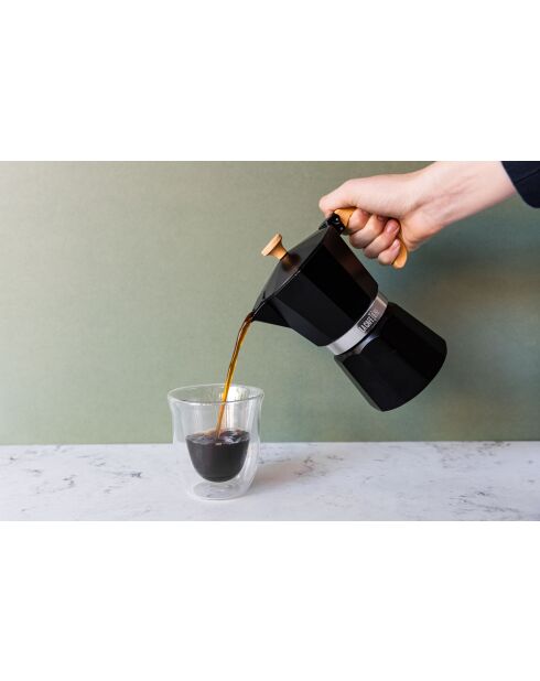 Italiaans koffiezetapparaat LC 6-kops, zwart houten handvat - 290 ml