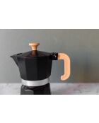 Italiaans koffiezetapparaat LC 6-kops, zwart houten handvat - 290 ml