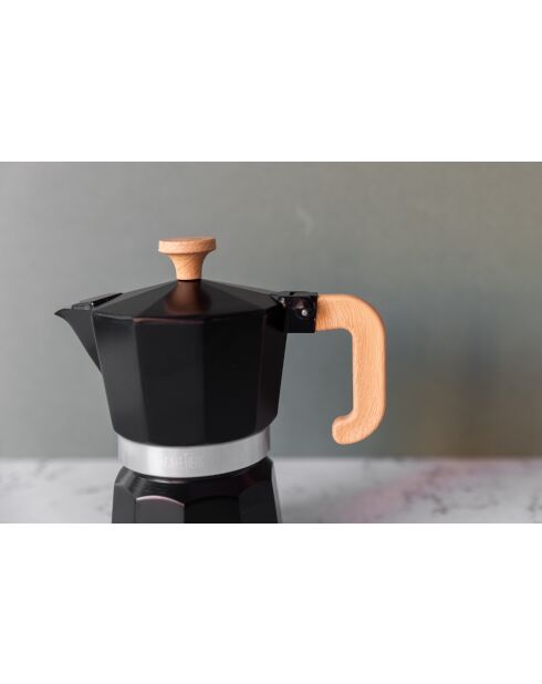 Italiaans koffiezetapparaat LC 6-kops, zwart houten handvat - 290 ml