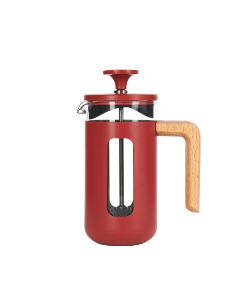 Caffettiera francese LC Pisa da 3 tazze con manico in legno rosso - 350 ml