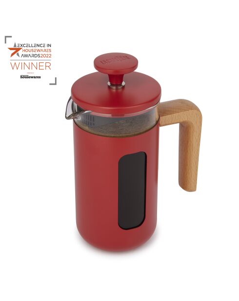 Caffettiera francese LC Pisa da 3 tazze con manico in legno rosso - 350 ml
