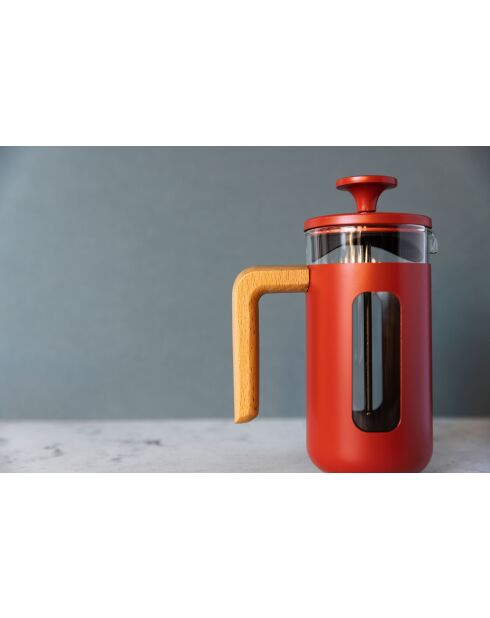 Caffettiera francese LC Pisa da 3 tazze con manico in legno rosso - 350 ml